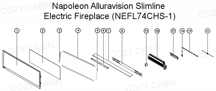 Alluravision Slimline Electric Fireplace (NEFL74CHS-1) #NEFL74CHS-1